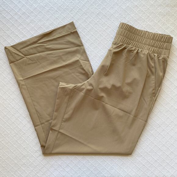 GapFit Runaround Pants Pecan Tan Relaxed Wide Leg Pull-On Split Ankle Womens Lrg - Picture 3 of 10